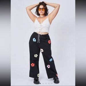 NEW fun floral wide-leg jeans